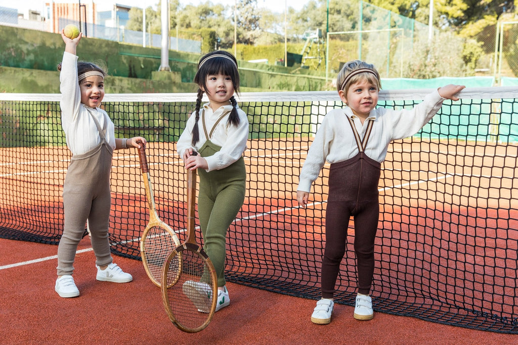 Silly Silas: Retro Ribbed Footless Tights - Olive Striped - Acorn & Pip_Silly Silas