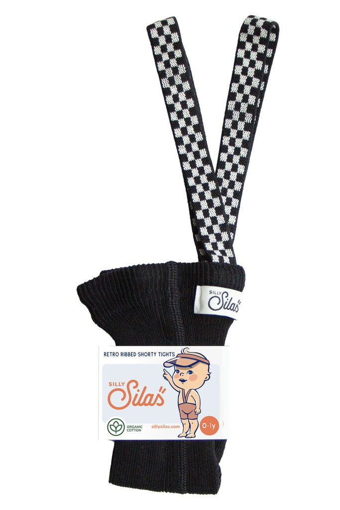 Silly Silas: Shorty Kids Tights - Black / Checkboard - Acorn & Pip_Silly Silas