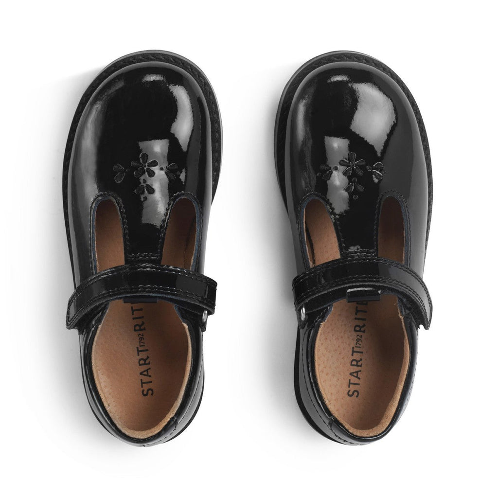 Start - Rite: Luxe T - Bar Girls School Shoes - Black Patent - Acorn & Pip_Start Rite