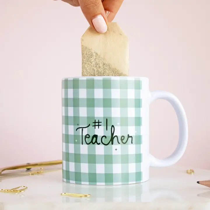 TreatBox: Mug - Gingham Green 1 Teacher - Acorn & Pip_TreatBox