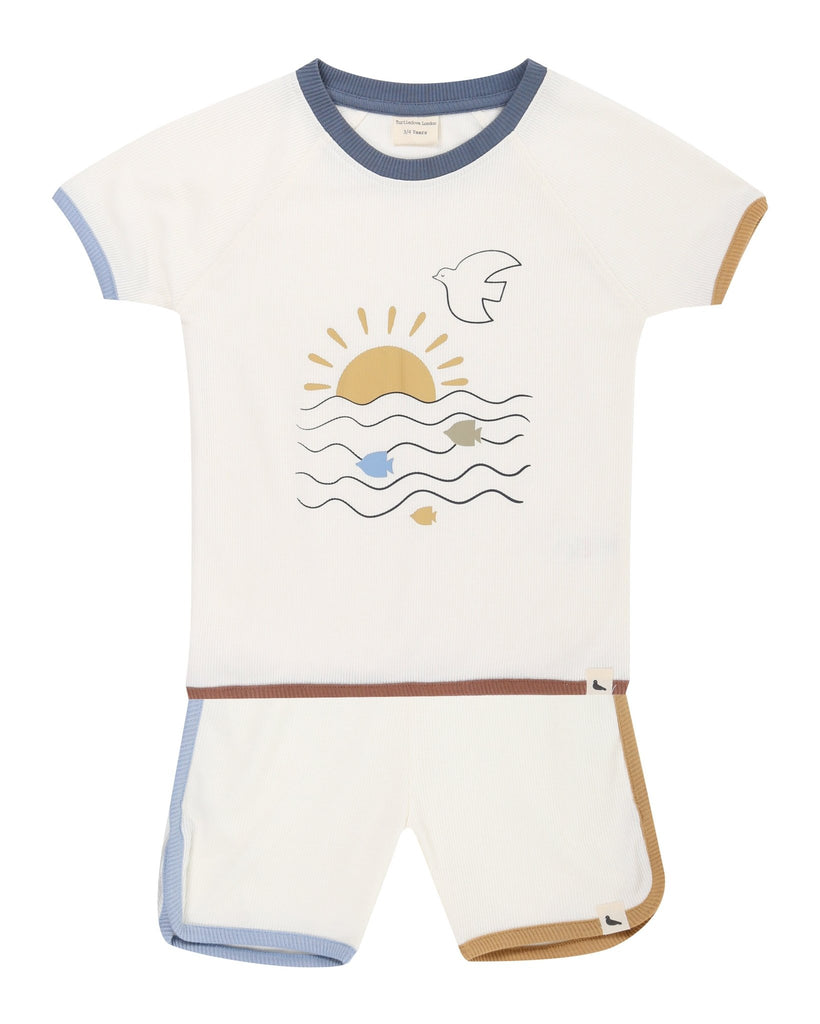 Turtledove London: Retro Rib T-Shirt & Short Set - Acorn & Pip_Turtledove London