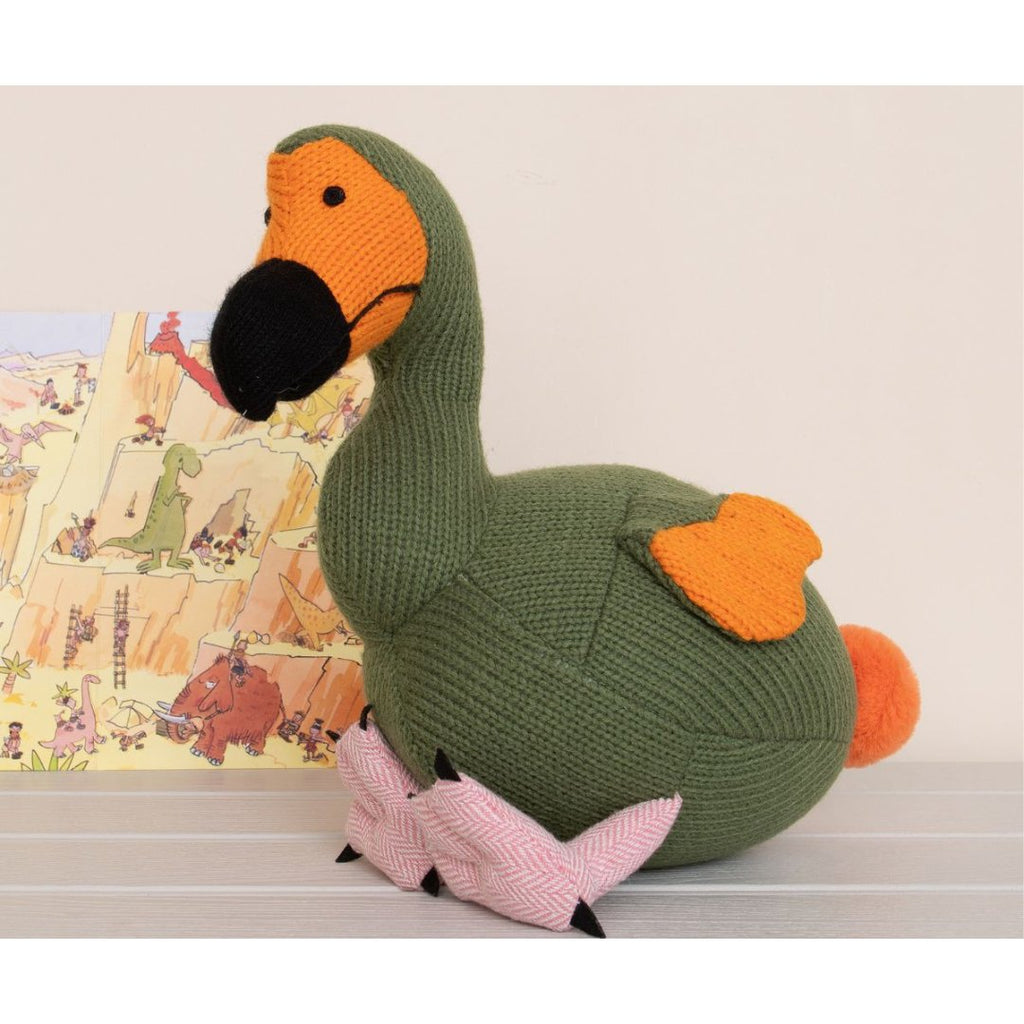 Best Years: Knitted Dodo Toy Moss Green with Orange Tail - Acorn & Pip_Best Years