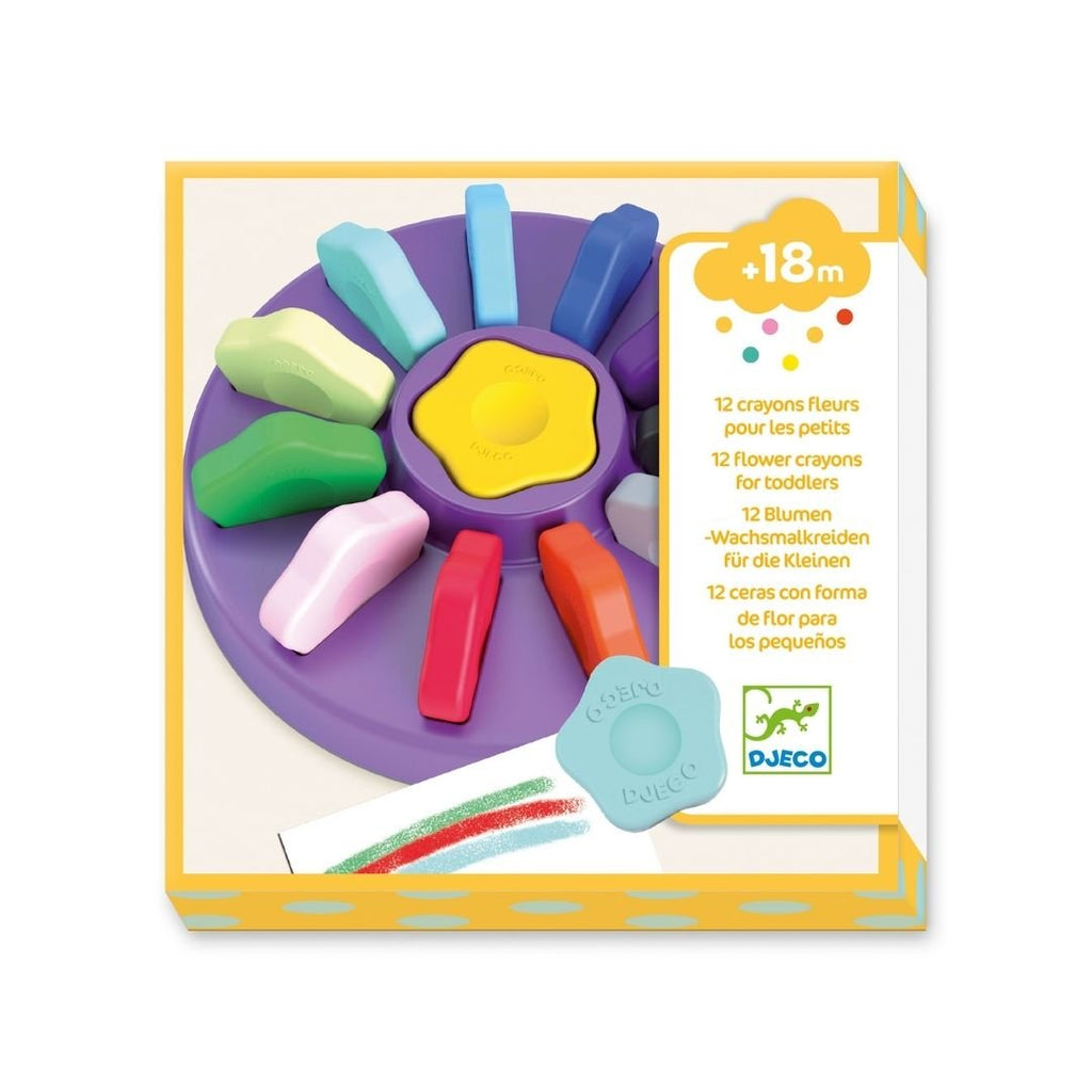 Djeco: 12 Flower Crayons For Toddlers - Acorn & Pip_Djeco