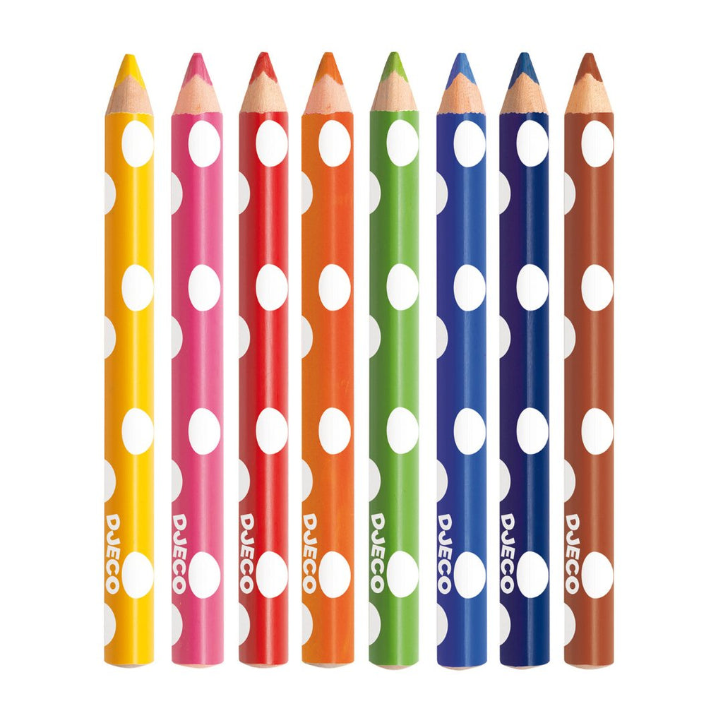 Djeco: 8 Colouring Pencils for Little Ones - Acorn & Pip_Djeco