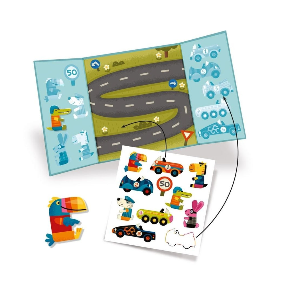 Djeco: Repositionable Stickers - Cars - Acorn & Pip_Djeco