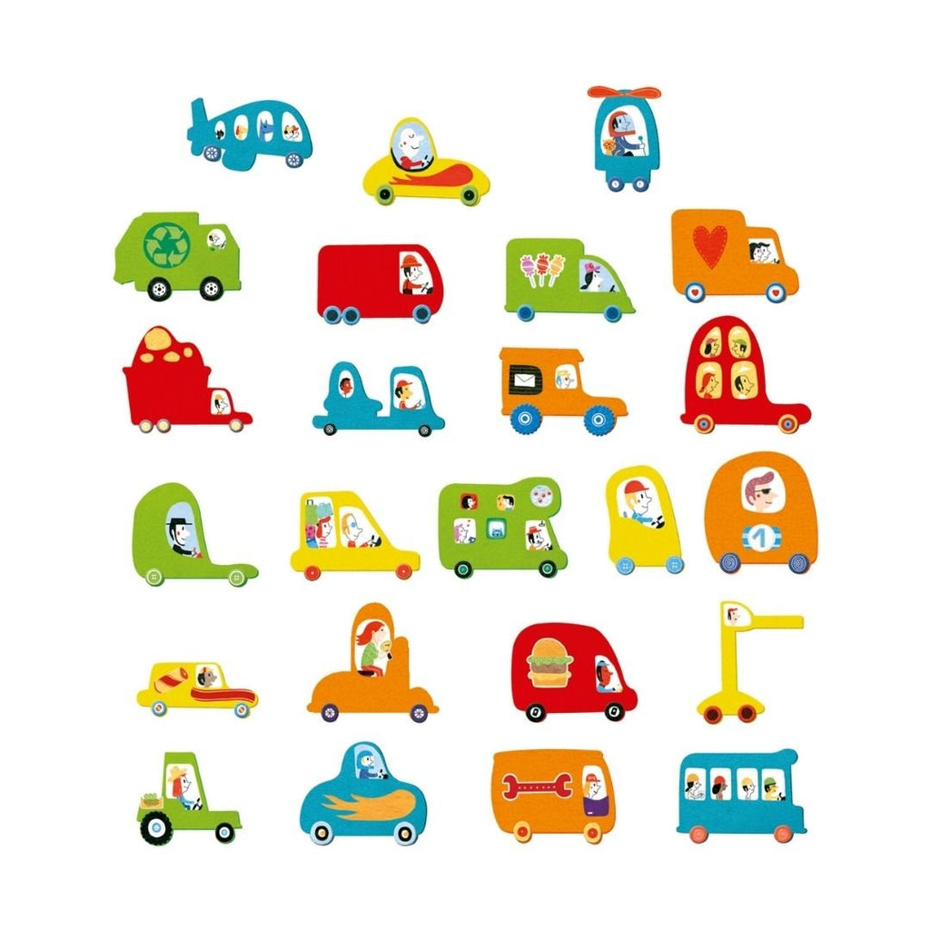 Djeco: Repositionable Stickers - Cars - Acorn & Pip_Djeco