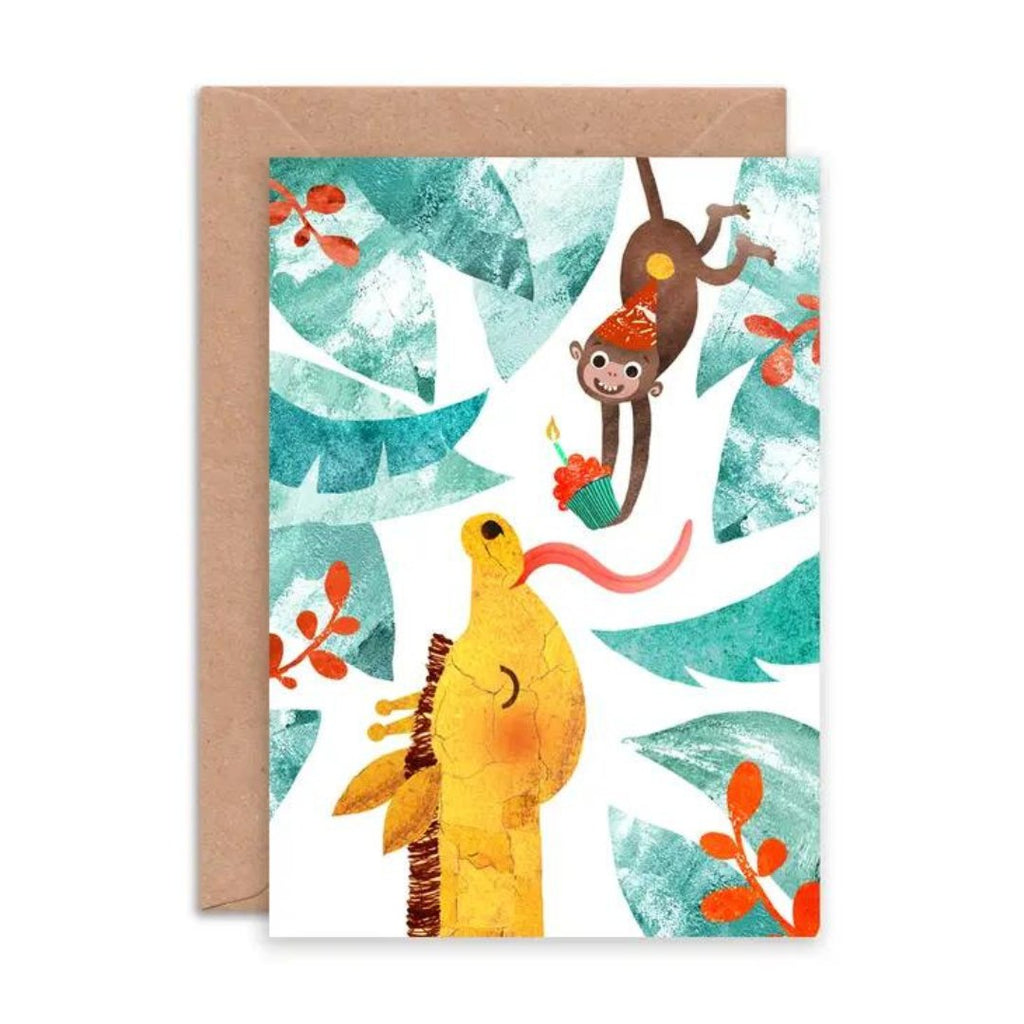 Emily Nash Illustration: Giraffe & Monkey Birthday Card - Acorn & Pip_Emily Nash Illustration