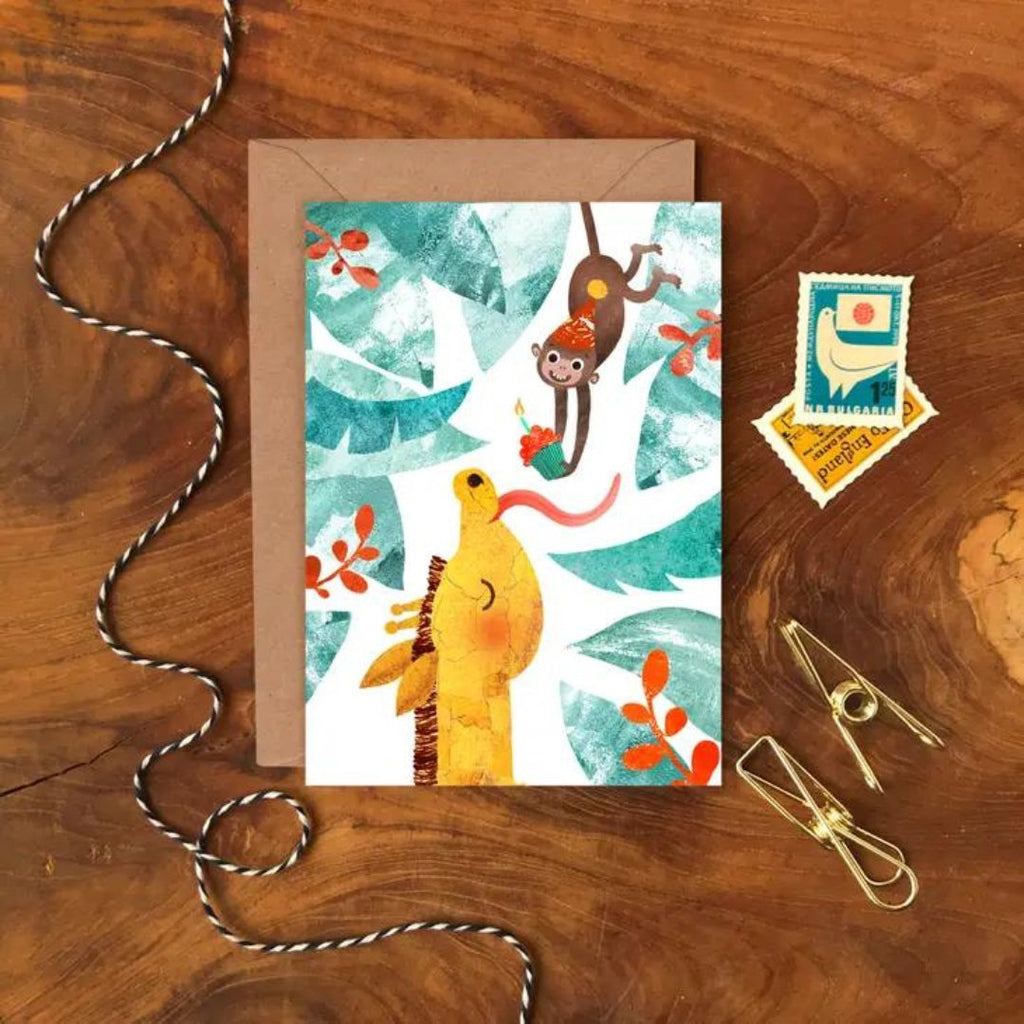 Emily Nash Illustration: Giraffe & Monkey Birthday Card - Acorn & Pip_Emily Nash Illustration