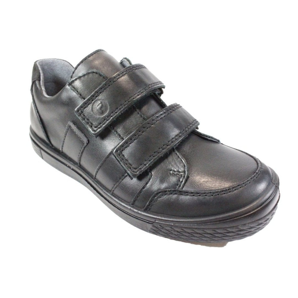 Ricosta: Ethan Rip Tape School Shoes - Black Leather - Acorn & Pip_Ricosta
