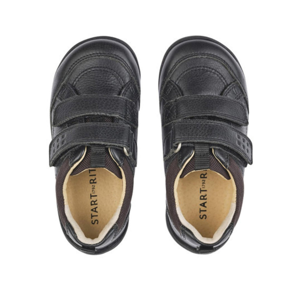 StartRite: Zigzag Riptape School Shoes - Black Leather - Acorn & Pip_Start Rite